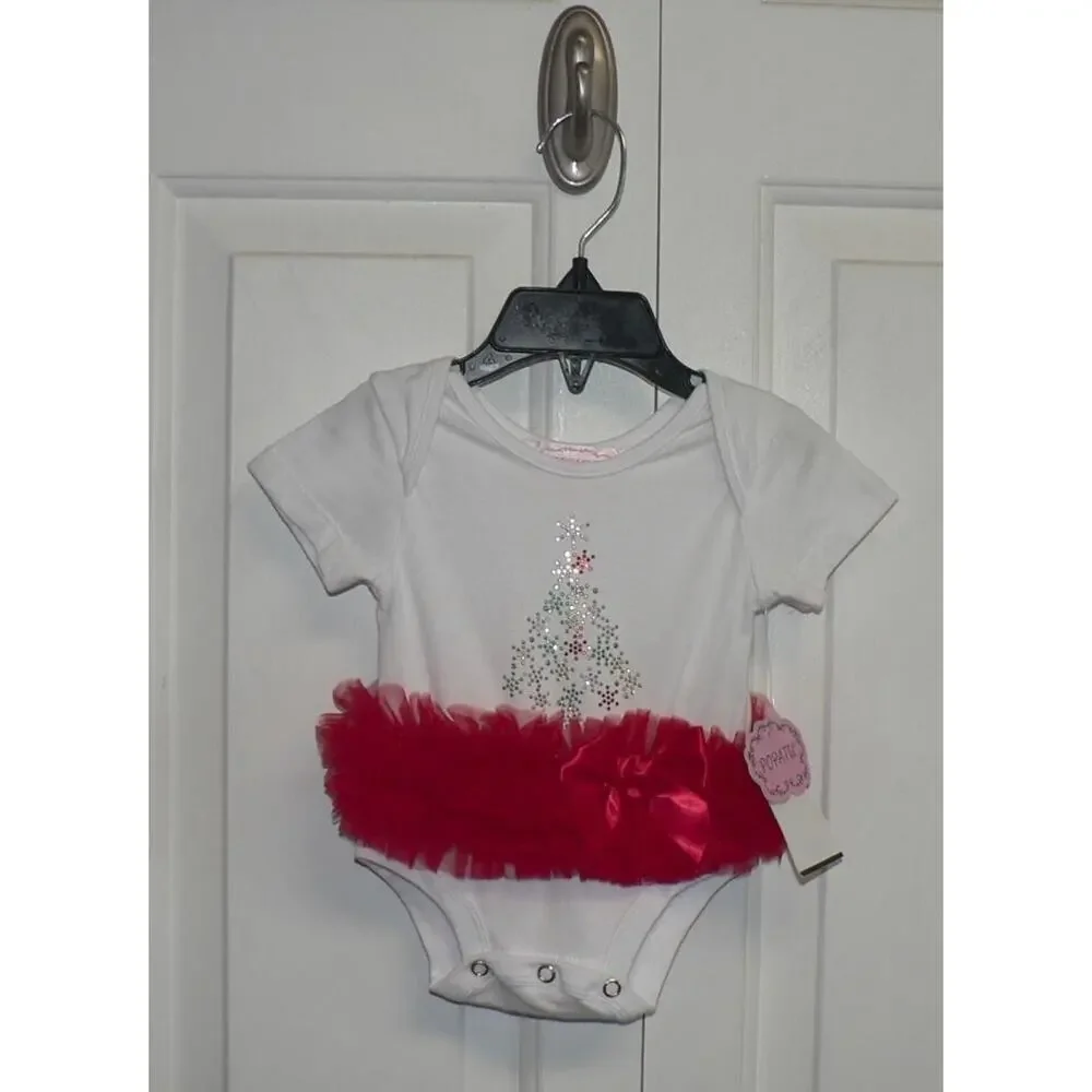 Popatu Baby Girl Snowflake Christmas Tree Skirted Tutu Bodysuit White 6-9mth $28